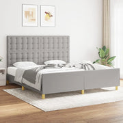 Giroletto con Testiera-Struttura Letto con testiera Grigio Chiaro 180x200 cm in Tessuto