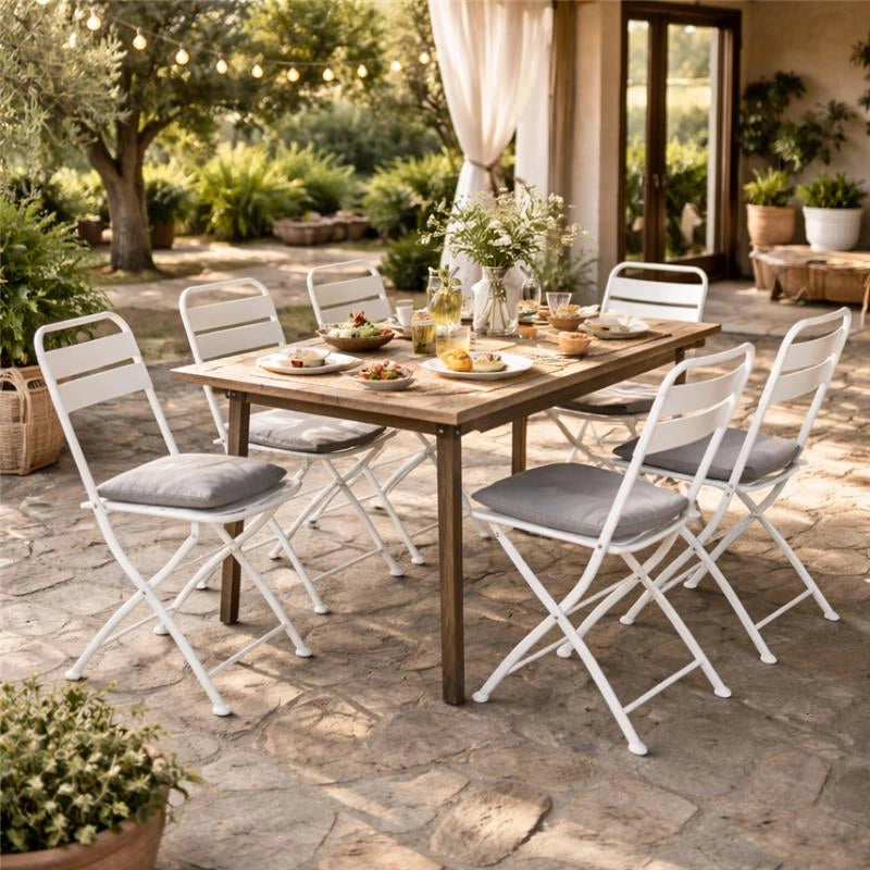 SET 2 SEDIE BRISTOL PIEGHEVOLE IN FERRO BIANCA  42 X 50 X 88 H