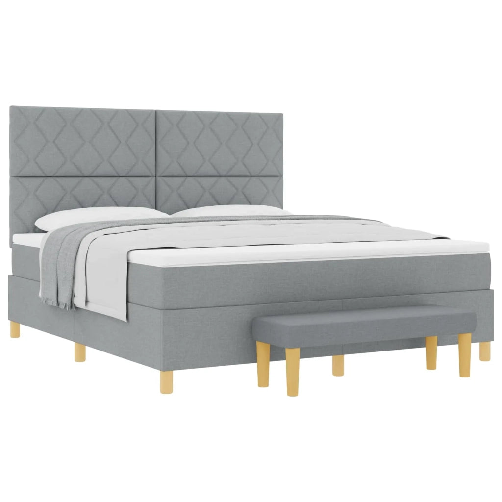 Letto a molle con testiera Grigio chiaro 200 x 180 cm Tessuto 3344394
