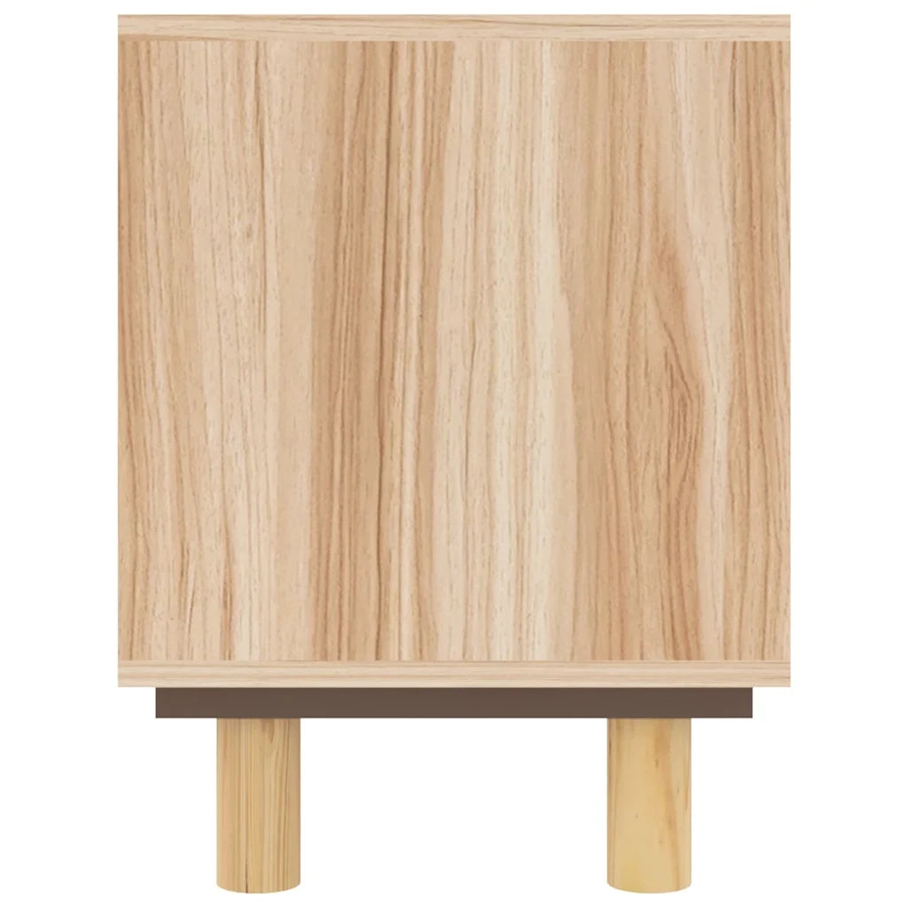 Mobile TV Marrone 80x30x40 cm Massello Pino e Rattan Naturale 345614