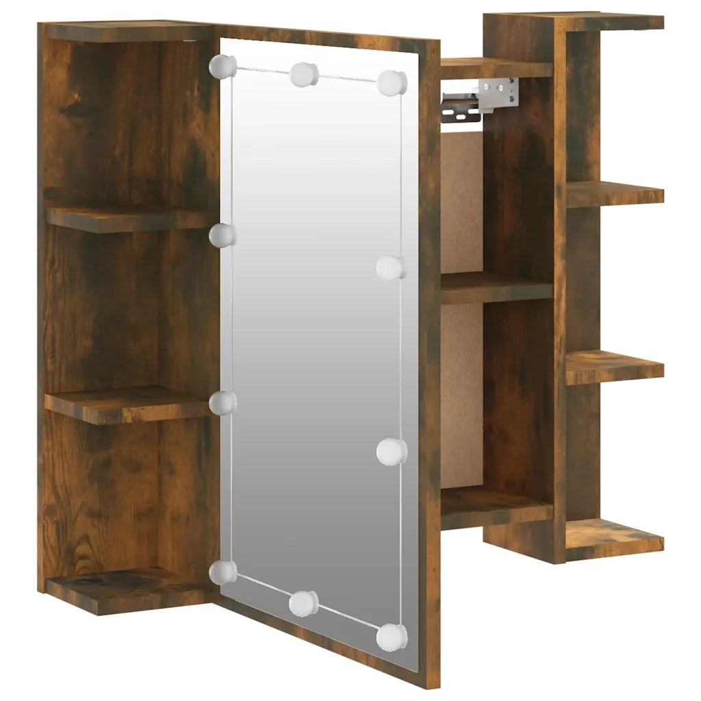 Mobile a Specchio con LED Rovere Fumo 70x16,5x60 cm cod mxl 74356