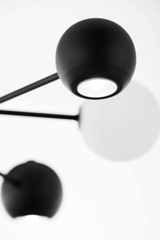 Lampadario MOKA Jupiter nero, 6 luci G9/GU10, sfere