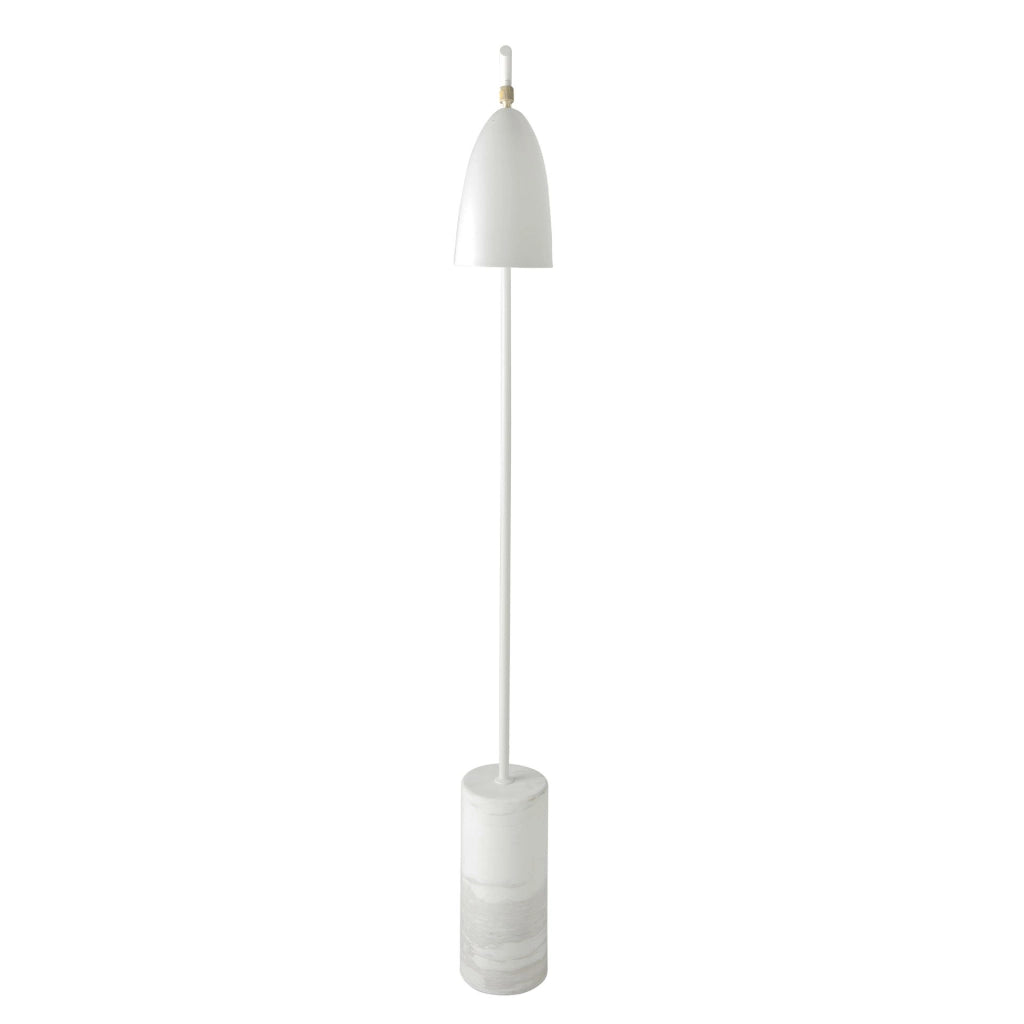 Lampada da terra in marmo e acciaio bianco