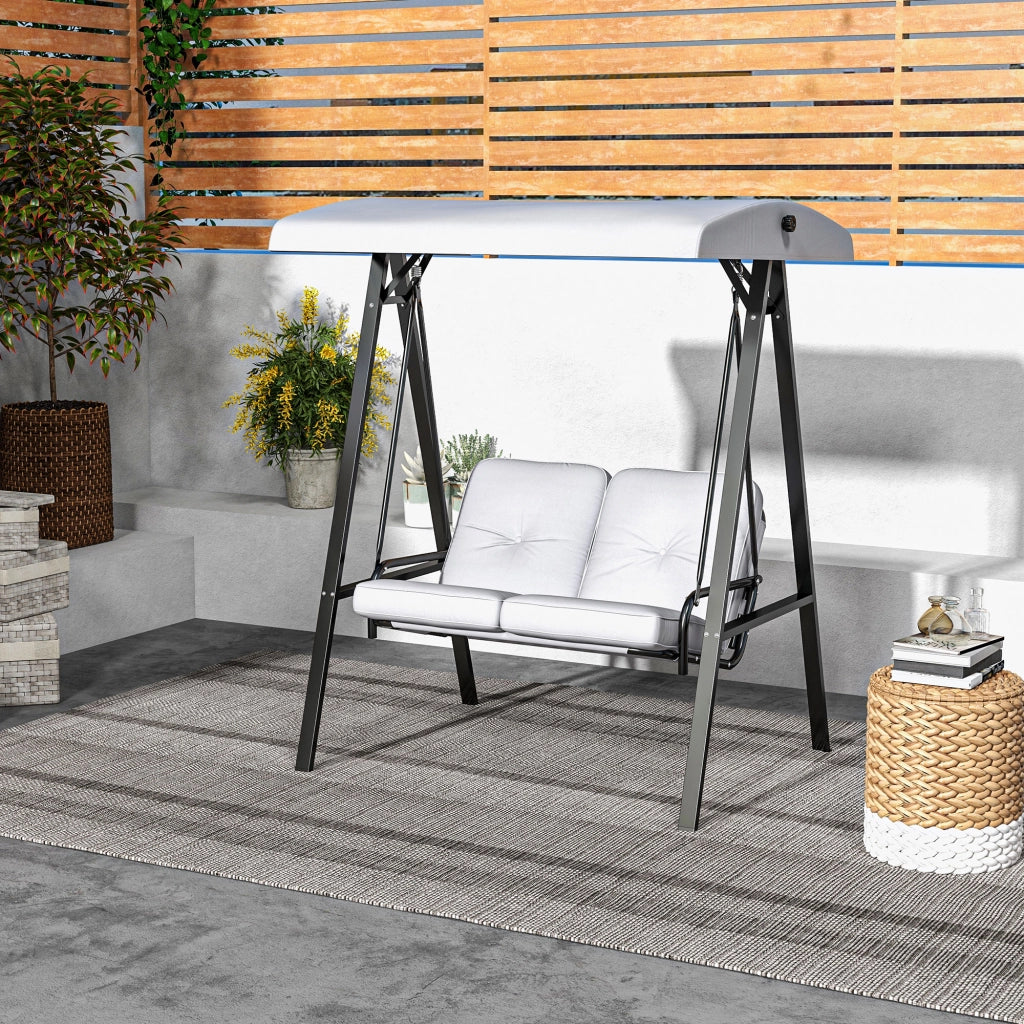 Altalena Giardino 2 Posti con Tetto Regolabile ¨C Zephmum ¨C Grigio 145x116x172 cm