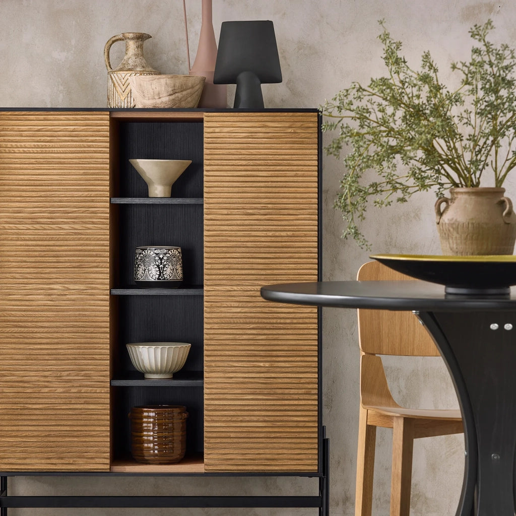 Credenza decorativa Consolle laterale stretta Nero 92x40x119cm HFSB04-SCH