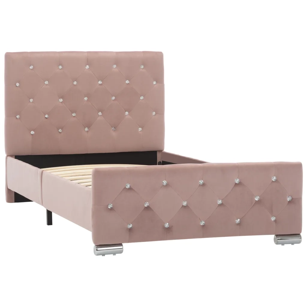 Letto singolo | Letto per adulti | Giroletto Rosa in Velluto 90x200 cm
