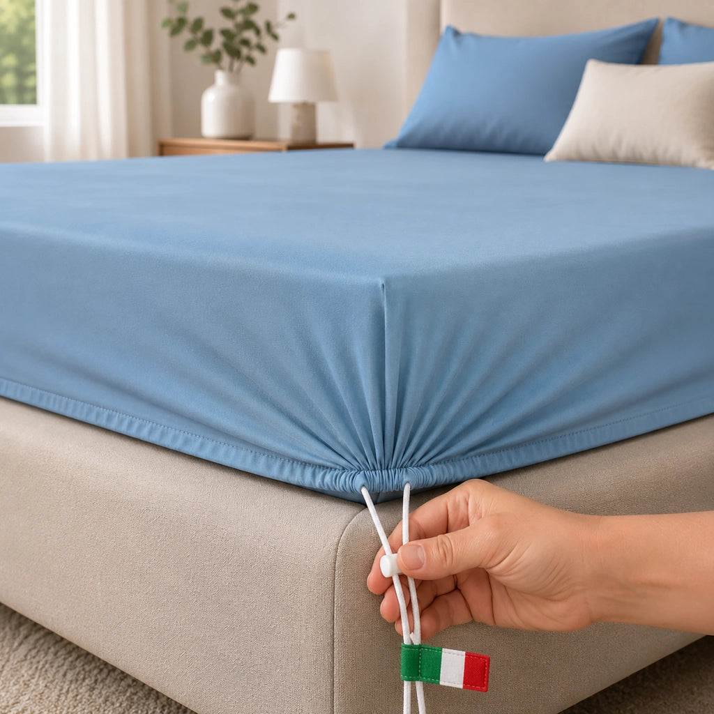 Romomoka, Lenzuolo Matrimoniale Lenzuolo Sotto con Angolo da 27 cm, Azzurro