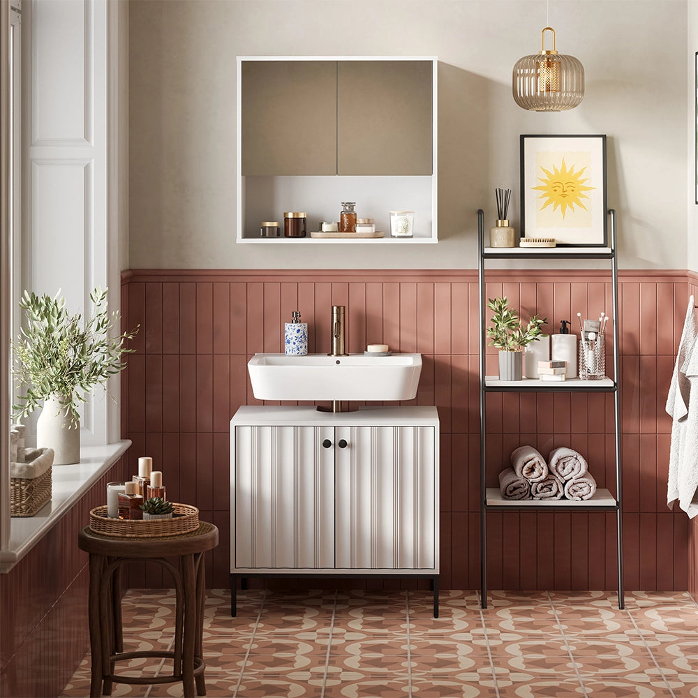 Vicco Set di mobili da bagno Ondulazione bianca 2 parti