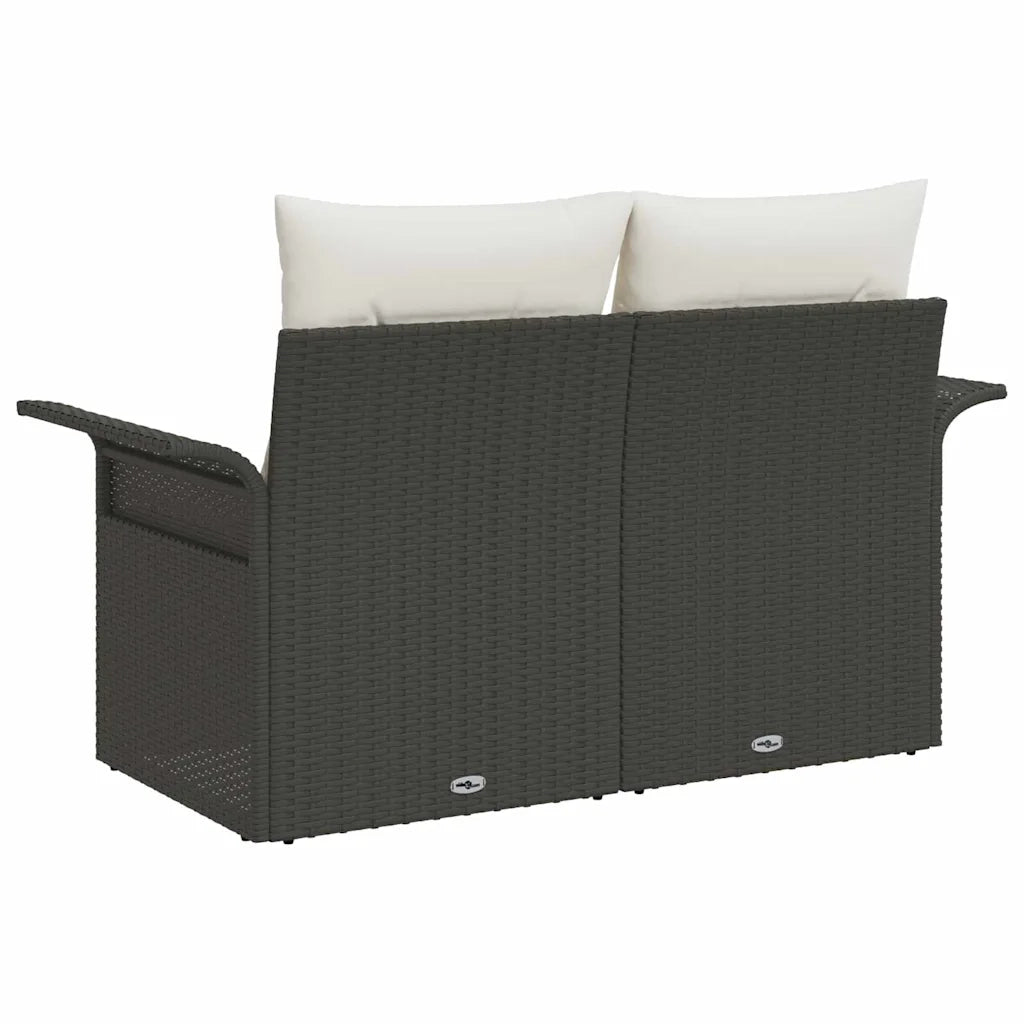 Divano da giardino con cuscino Nero 141 x 62 x 69cm polyrattan 42006692