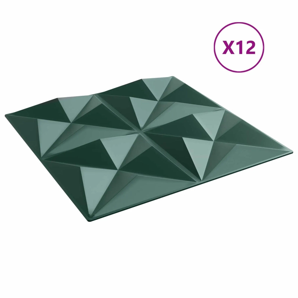 Pannelli da parete 12 pz 50 x 50 cm Verde Origami Schiuma XPS 42046069