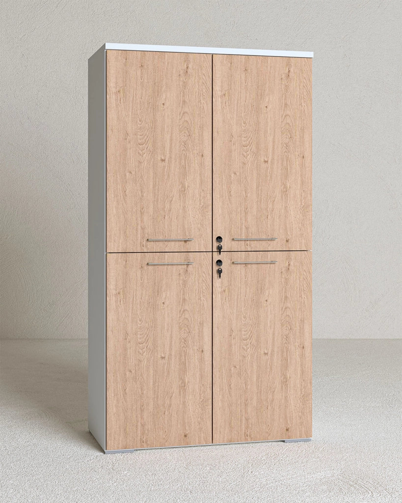 Armadio ufficio Oregon - Mobile archivio 4 ante con serratura - L. 90 x H. 160 x P. 42,5 cm – Bianco-Virginia_