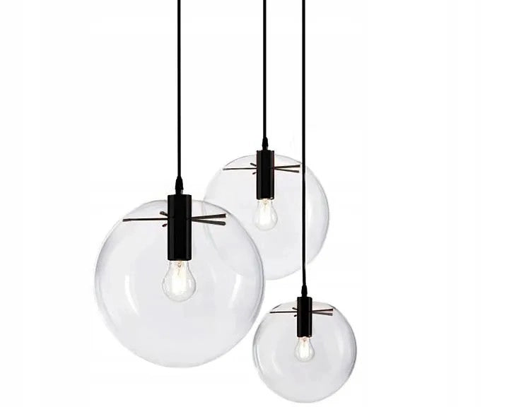 Lampada Da Soffitto Pensile Di Vetro Lassi Black 20+25+30 Cm