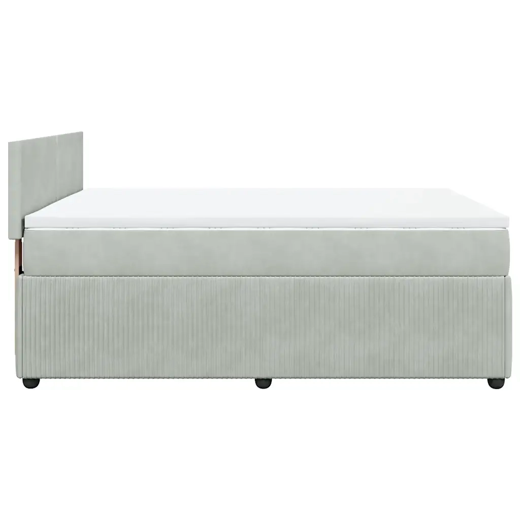 Giroletto a Molle con Materasso Grigio Chiaro 140x200cm Velluto
