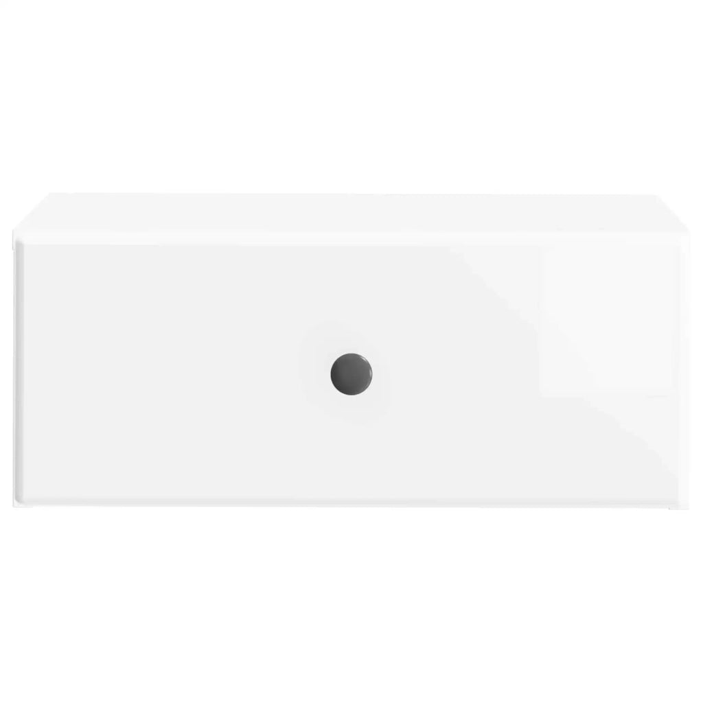 Comodino | Armadio da Notte | Mobiletto da notte a muro Bianco Lucido 49 x 34,5 x 20 cm