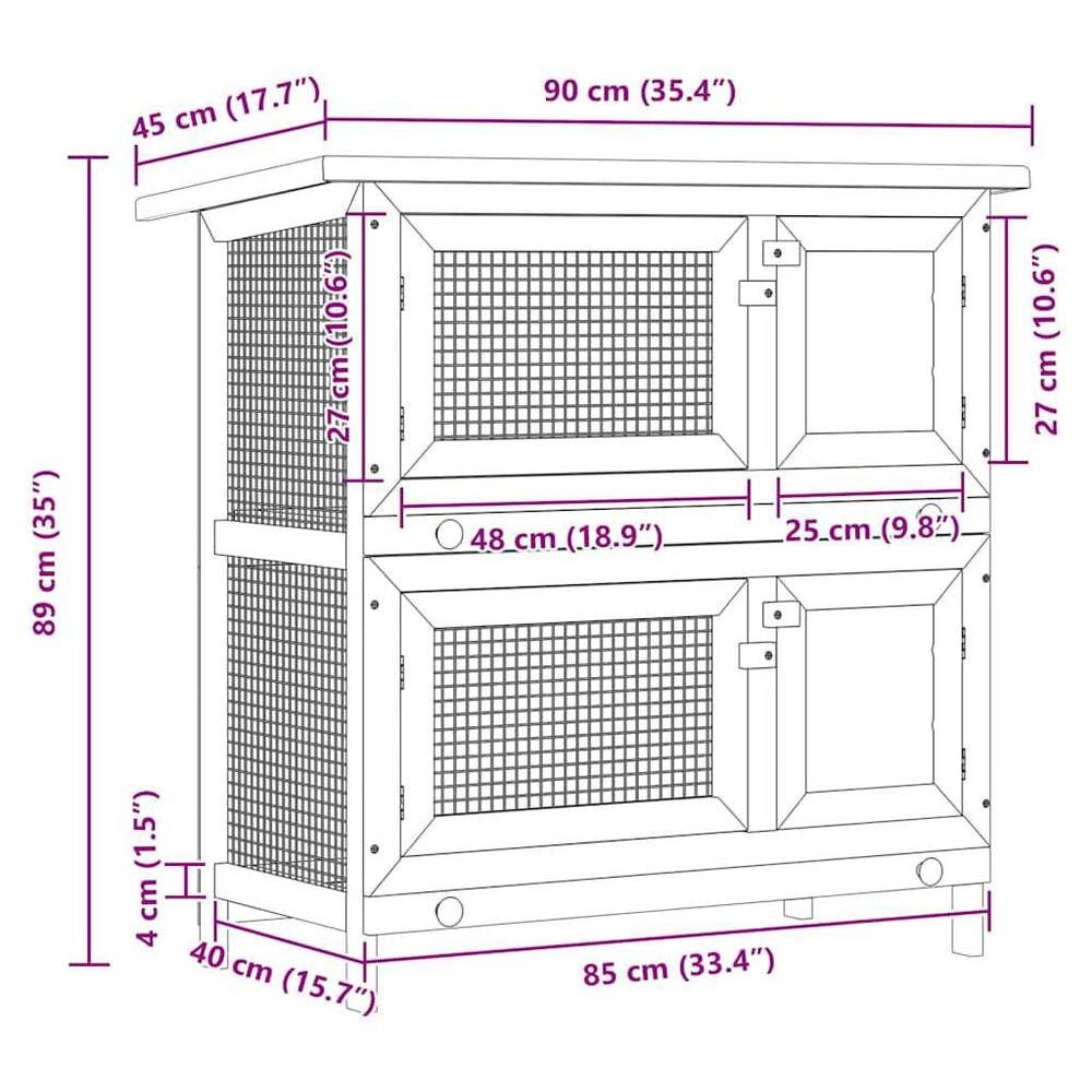 Rabbit Hutch With 4 Doors, Red Wood