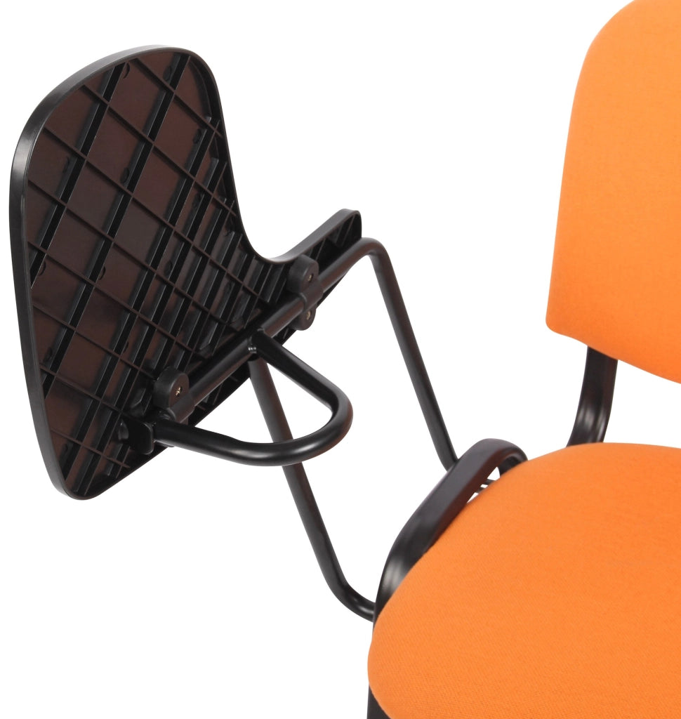 Sedia Ken in tessuto con tavolino ribaltabile arancione