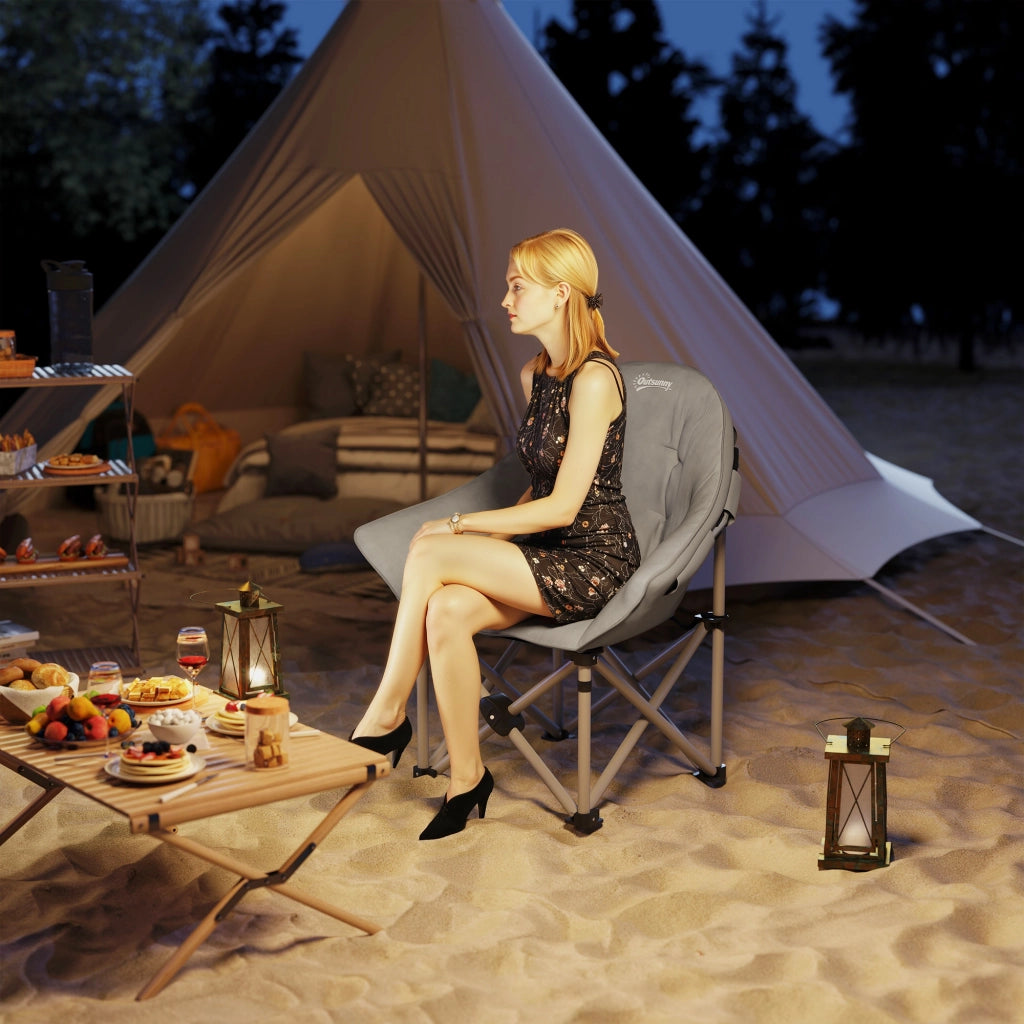 Sedia da Camping Pieghevole Leggera con Seduta Imbottita e Borsa ¨C zephmum ¨C Grigio Scuro