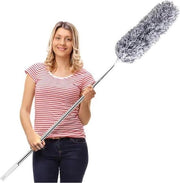 Stoffa stendibile microfibra con lunga asta di estensione - copertura abrasione resistente - lavabile - pulizia di ventilatori a soffitto alti e persiane - ragnatele - grigio Plumeau
