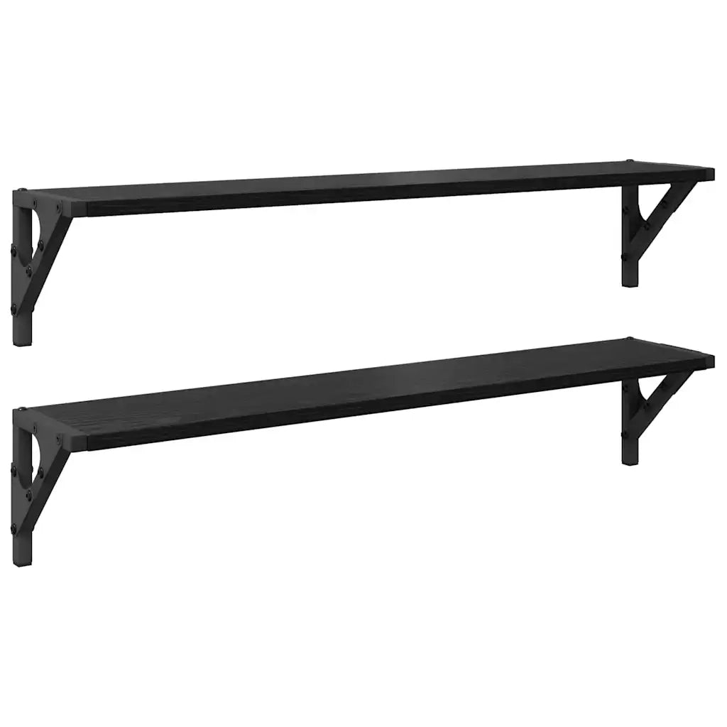 Scaffali da parete 2 pcs Rovere Nero 80 x 15 x 15,5 cm 882855