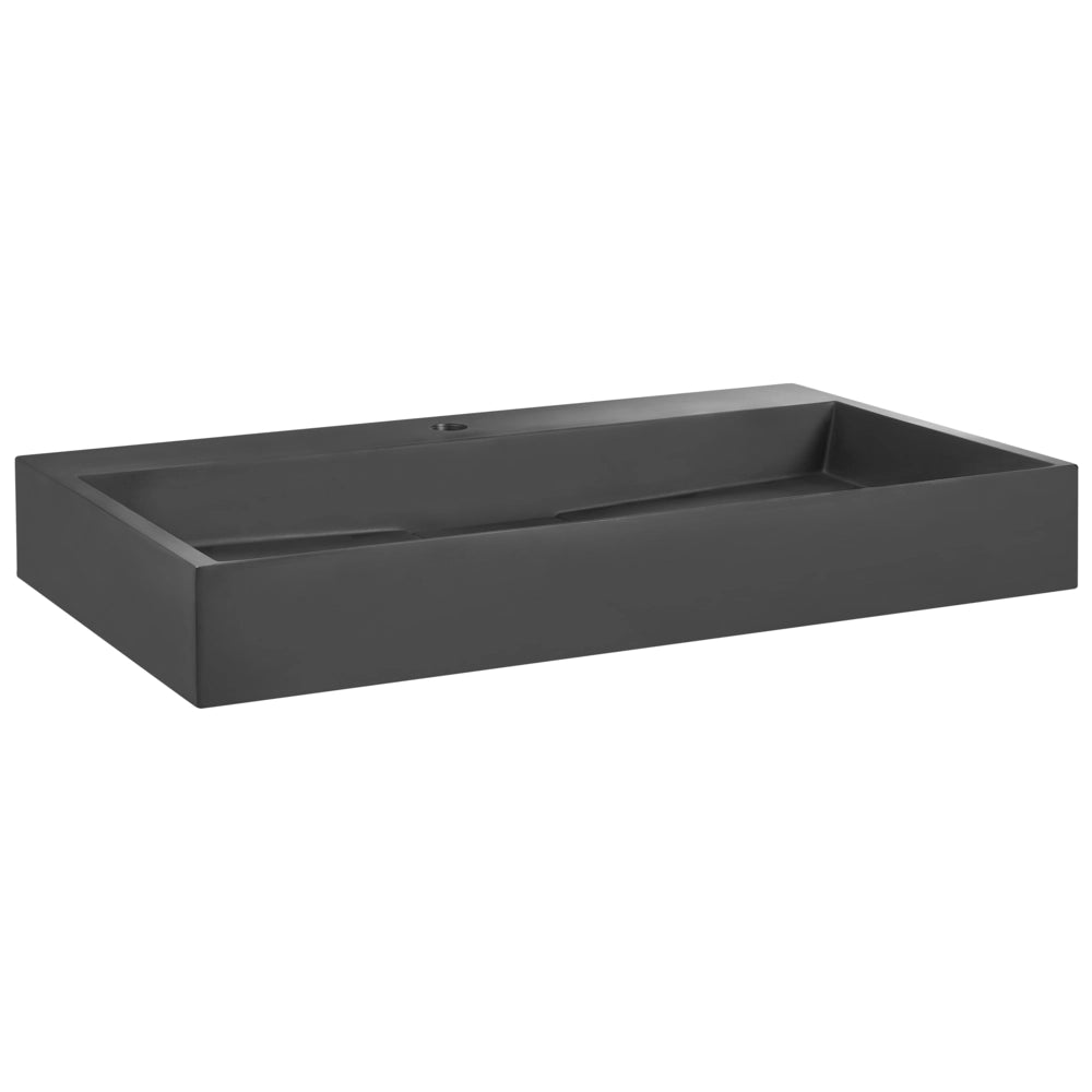 Lavabo bagno classico rettangolare in ceramica finitura lucida 80 x 46 cm nero Lavello da bagno rettangolare