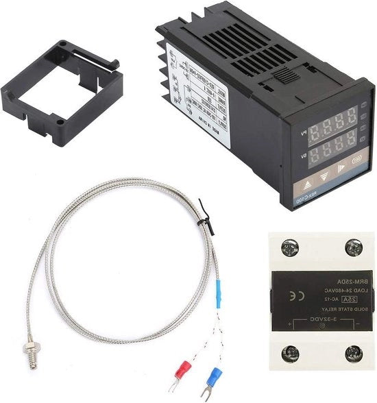 Kit di termostato digitale con display 0-400 ℃ cavo K tipo relè a stato solido per macchine alimentari industriali - REX-C100FK02-V e kit di regolazione temperatura DN con AC 110-240V 50/60HZ
