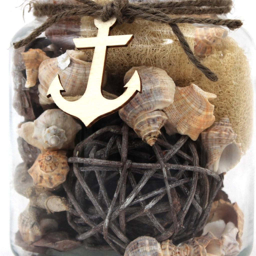 Vaso decorativo Flora in vetro con conchiglie marine