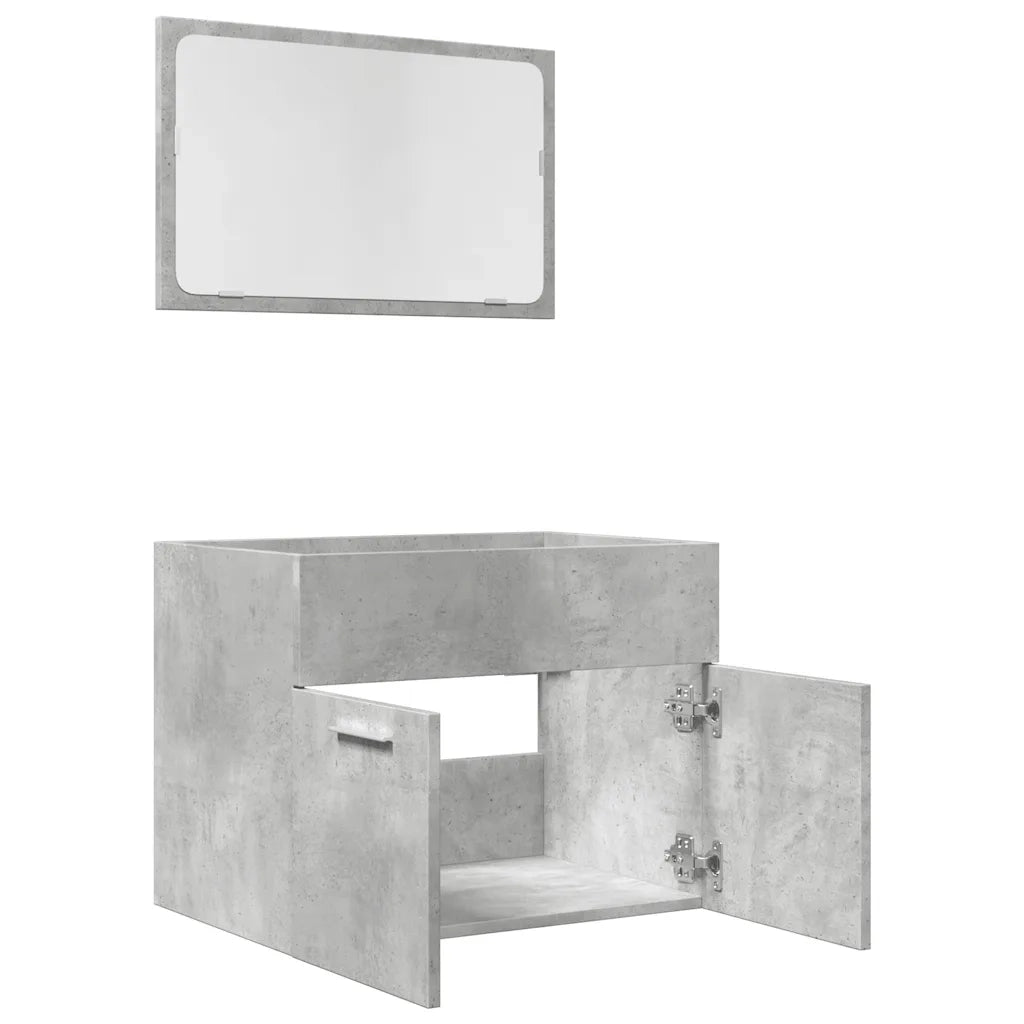 vidaXL Set Mobili da Bagno 2 pz Grigio Cemento in Legno Multistrato