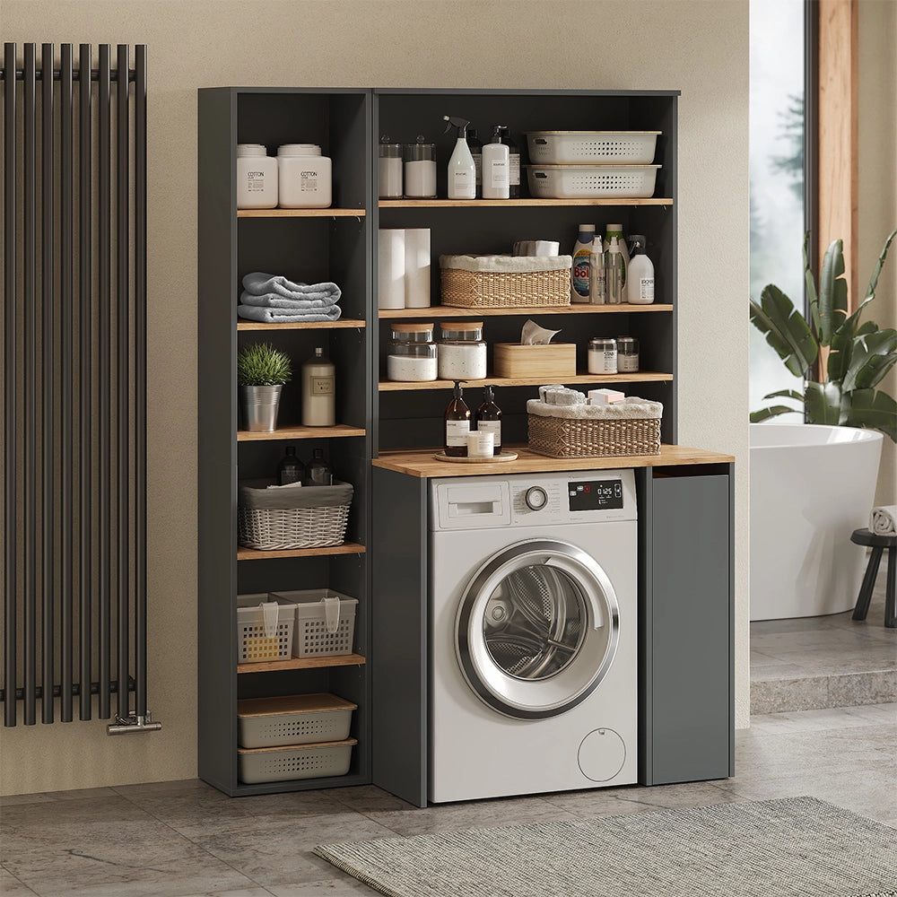 Vicco Mobile lavatrice Antracite/quercia dorata 93.6 x 88.2 cm 2 parti con armadio e ripiano