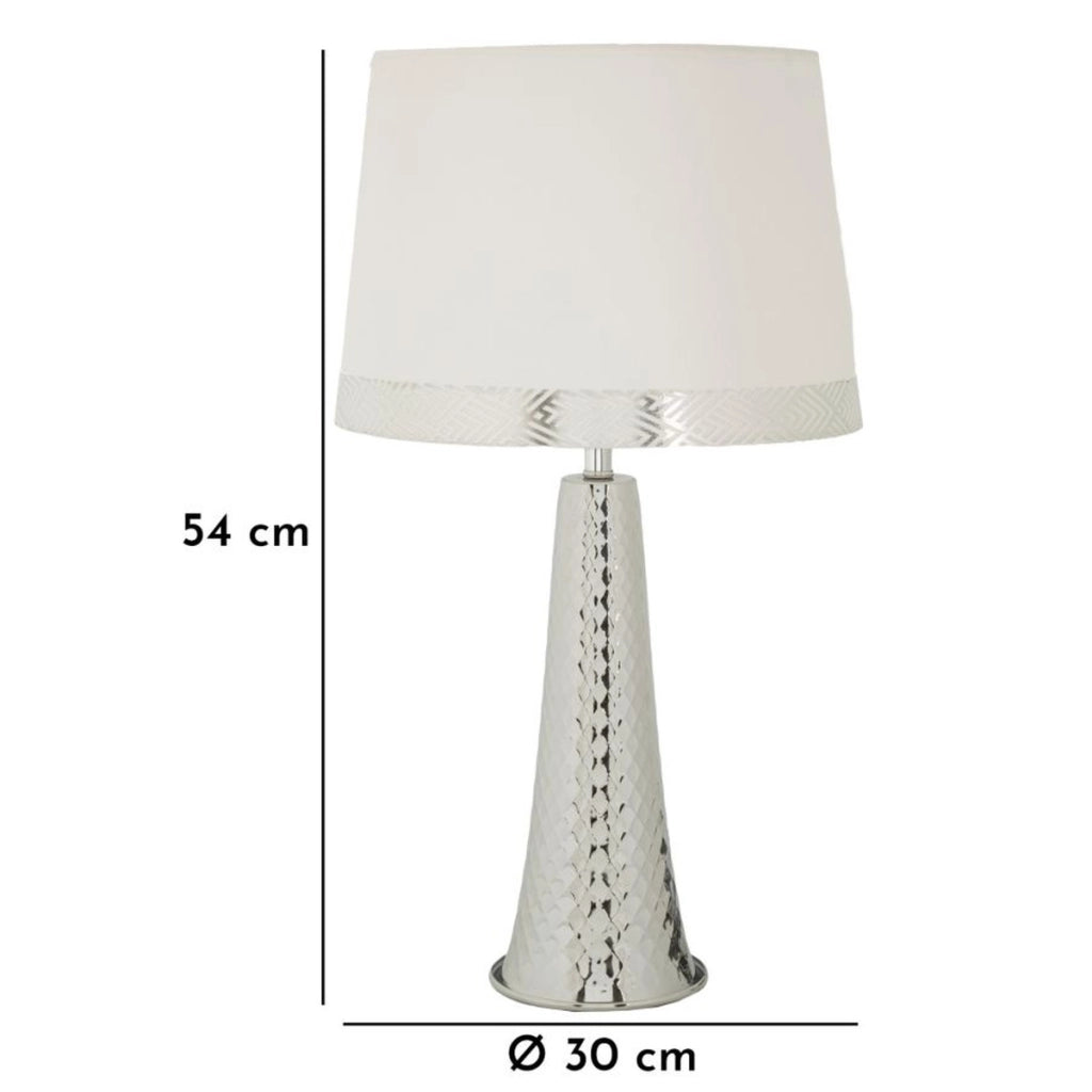 Lampada da Tavolo VKH902, Argento, Tessuto, 30x30x54 cm