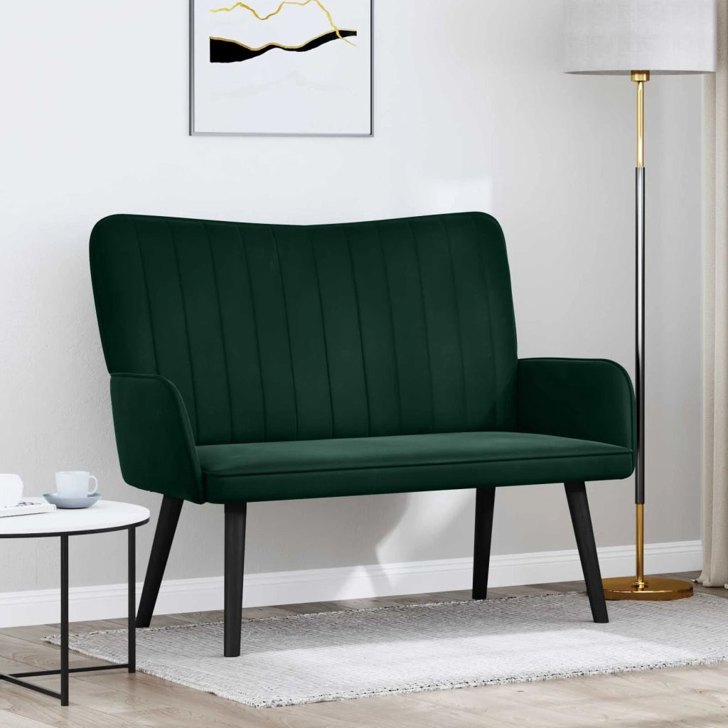 Sofa a Due Posti Verde Scuro 115 x 61 x 87 cm Velluto 42028952