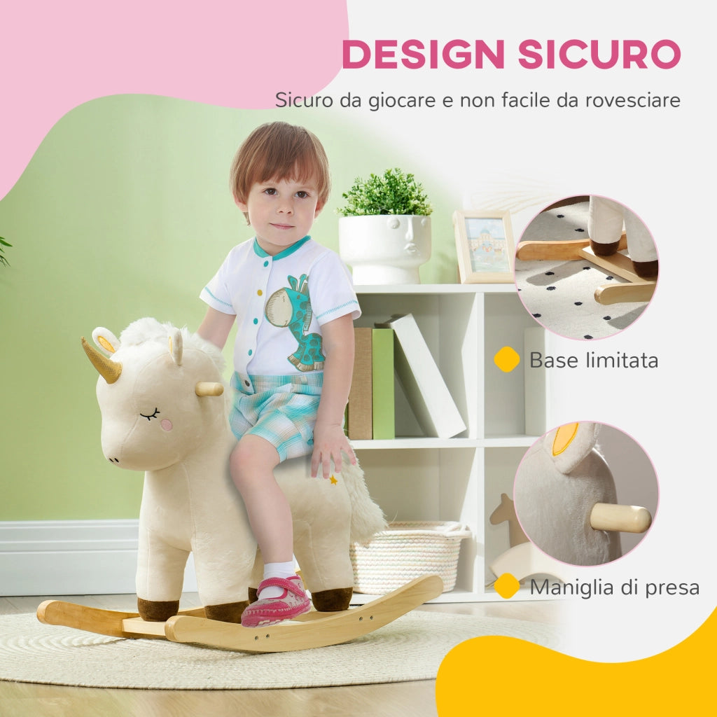 Cavallo a Dondolo Unicorno per Bambini con Suoni ¨C zephmum ¨C Bianco