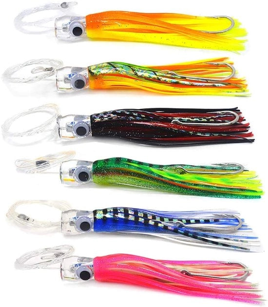 Attrezzo per pesca al trollaggio 6 pezzi - resistente all'acqua salata - equipaggiato per pesca di tonno/delfino/merluzzo - lunghezza 17cm