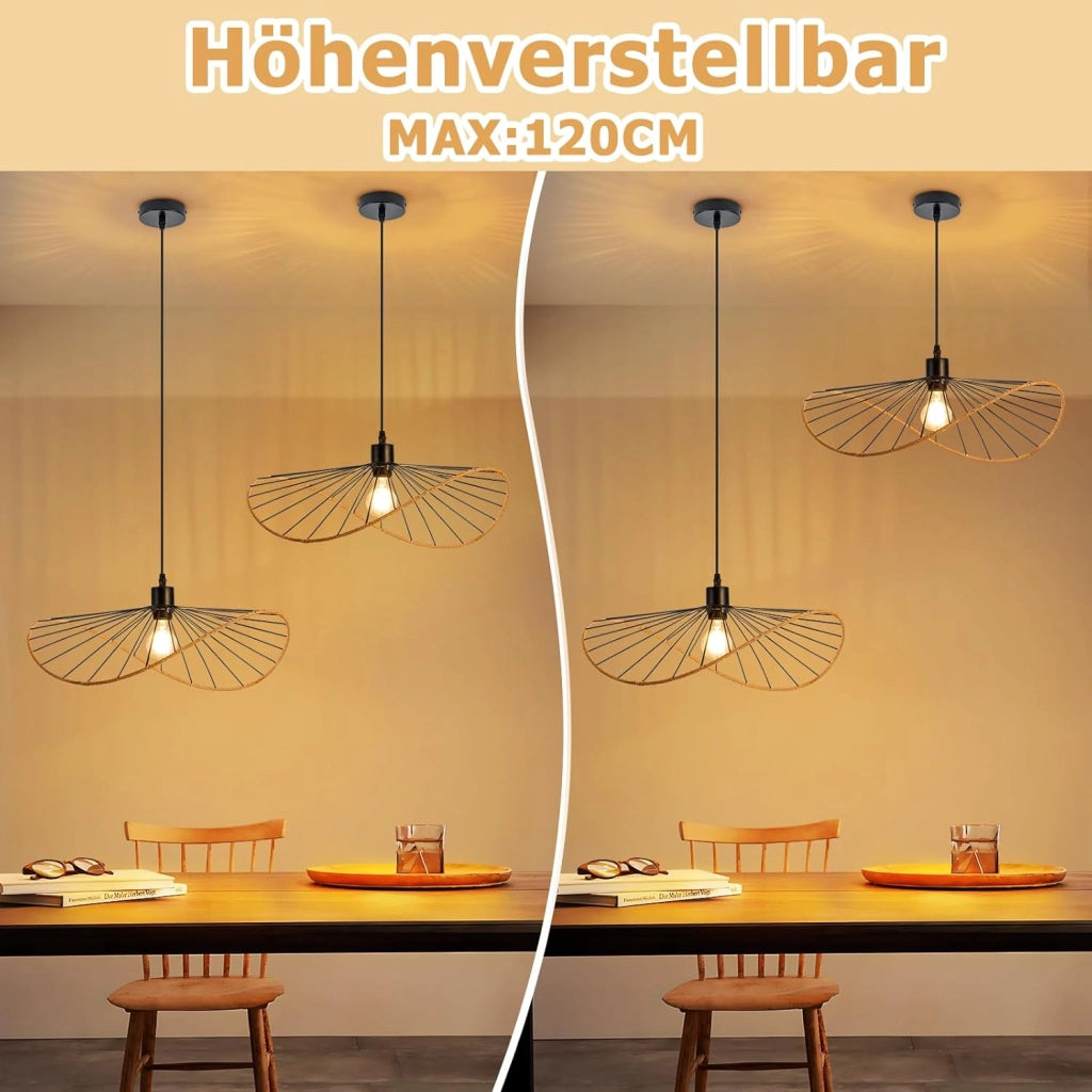 Lampada a sospensione ZMH vintage a 1 fiamma E27 nera per sala da pranzo lampadina non inclusa