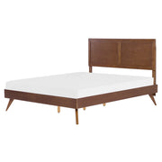 Letto 160 x 200 cm in frassino scuro con rete a doghe e testiera alta
