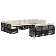 Set Divano da Giardino 13 pcs Nero e Bianco Crema polyrattan 3435274
