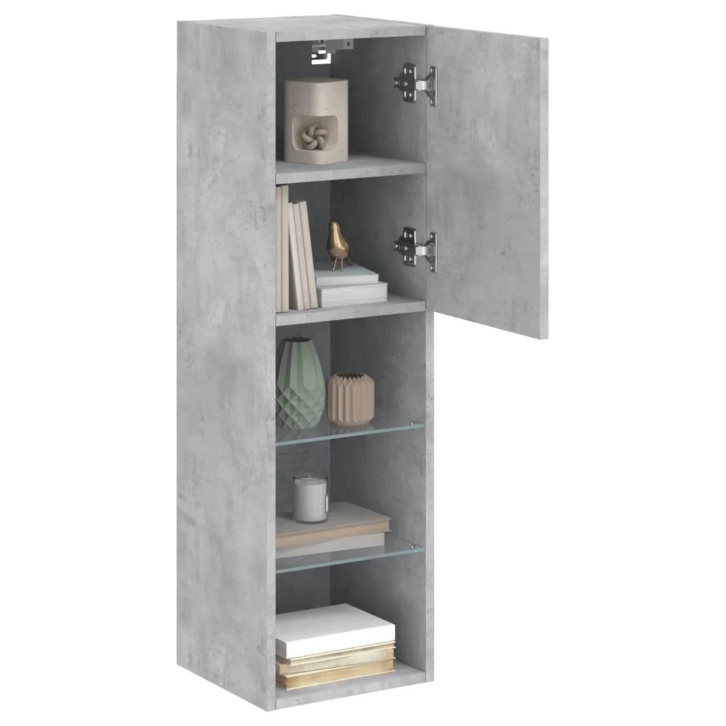 Mobile TV con Luci LED-Credenza per TV Grigio Cemento 30,5x30x102 cm
