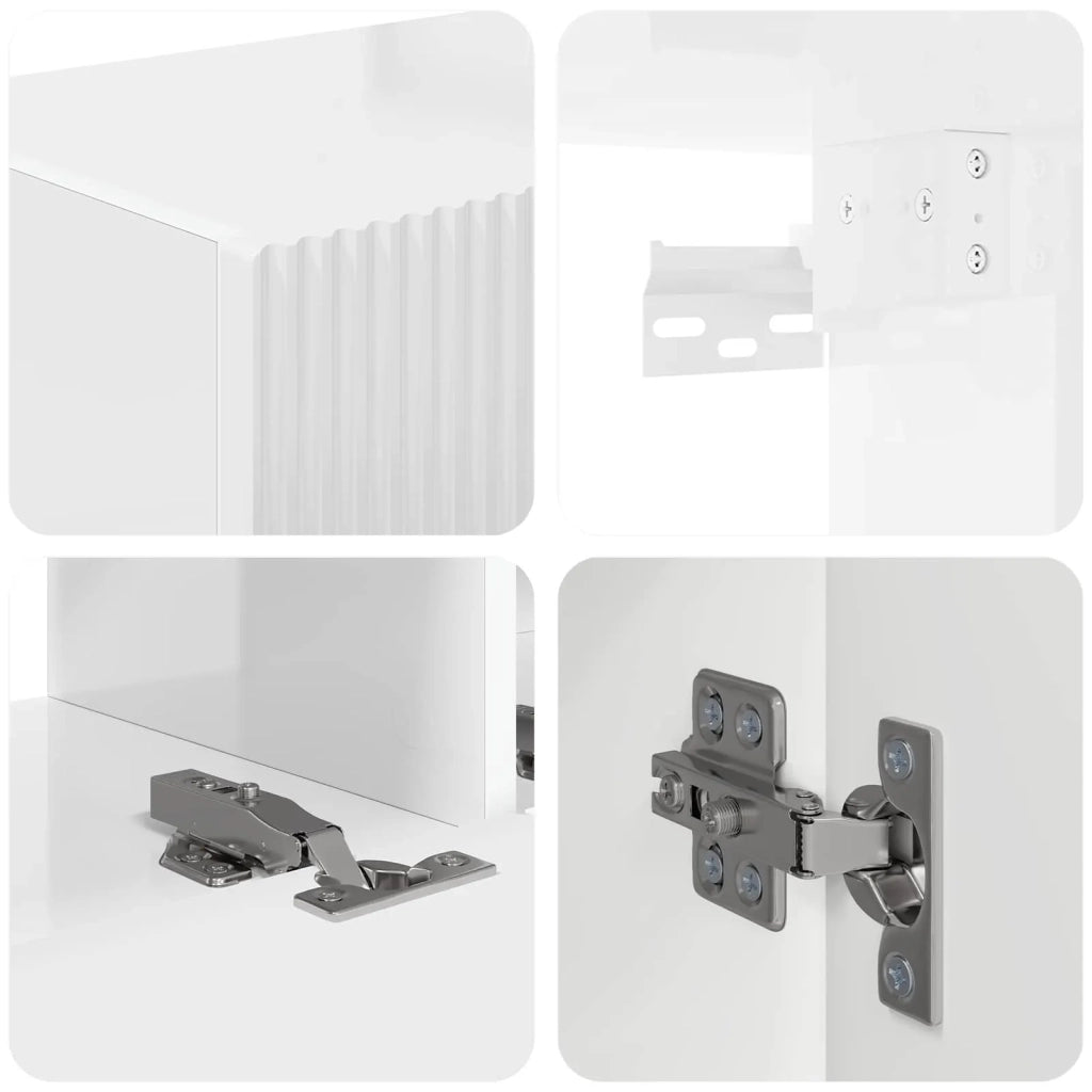 Set mobile TV 4 pcs Bianco Lucido Legno multistrato 3409010