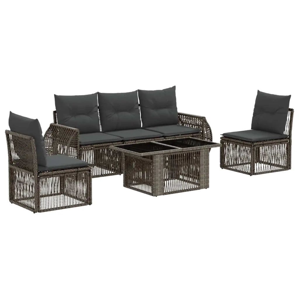 Set Divano da Giardino 6 pz Grigio e Grigio Scuro polyrattan 3436922