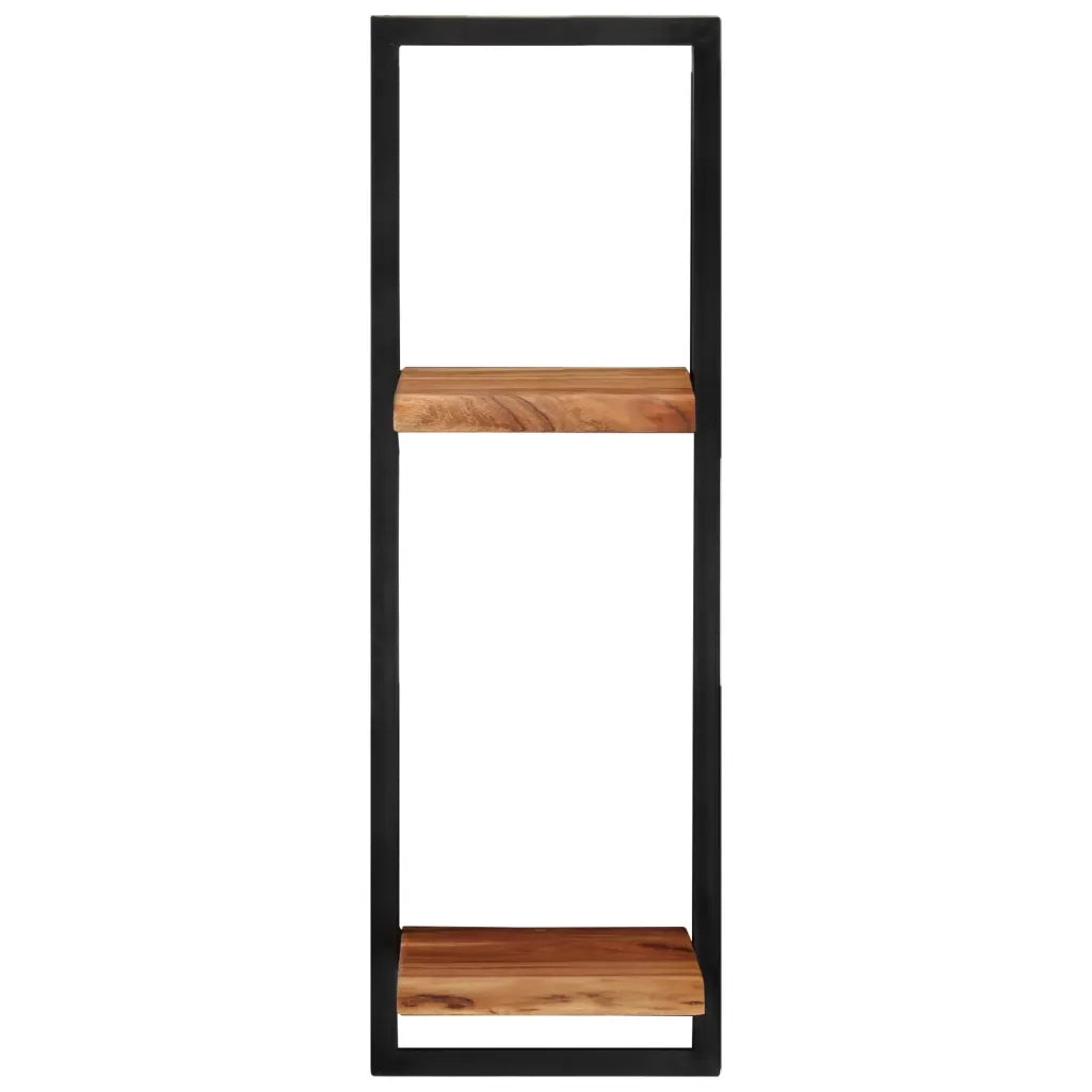 2 pz Mensole Parete | Mensola sospesa 25x25x75 cm Legno Massello Acacia e Acciaio