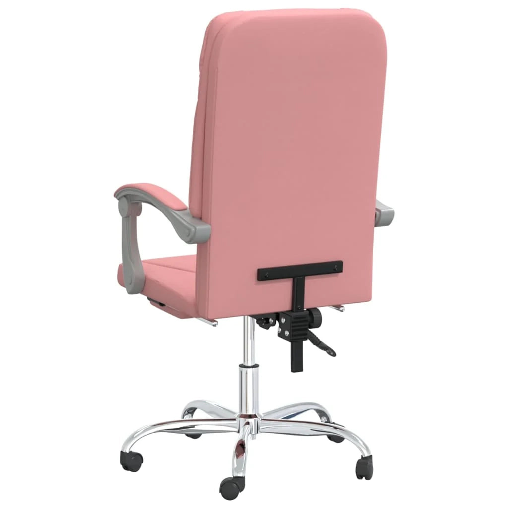 Sedia da ufficio in similpelle rosa con seduta girevole e reclinabile adatta per l'uso al computer o per lo studio. 02_0024272