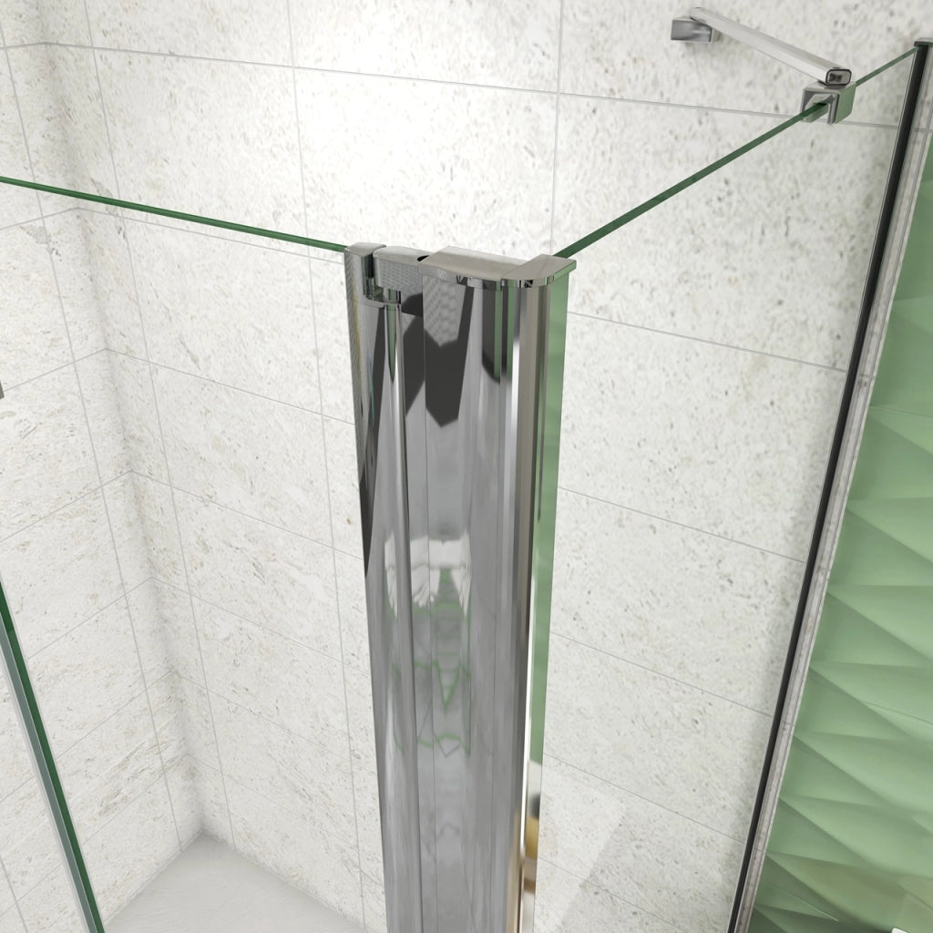 185 cm Box Doccia Walk In Parete Fissa 70 cm + Porta Battente 97 cm Vetro da 6 mm Temperato Anticalcare Barra Stabilizzatrice 45 cm Cromo Lucido