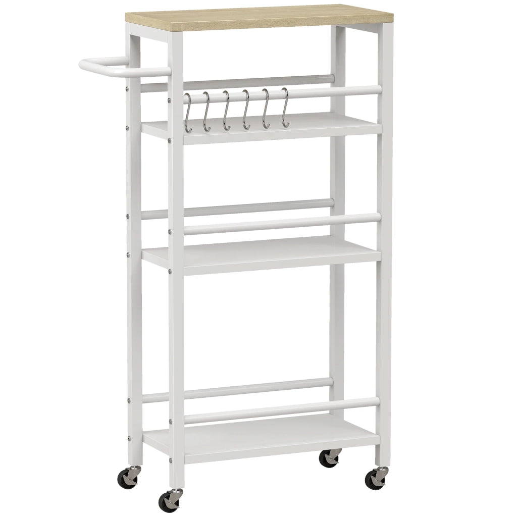 Carrello da cucina stretto 50 x 20 x 81 cm salvaspazio stoccaggio ottimizzato moderno ed essenziale in truciolato bianco 21_0001075