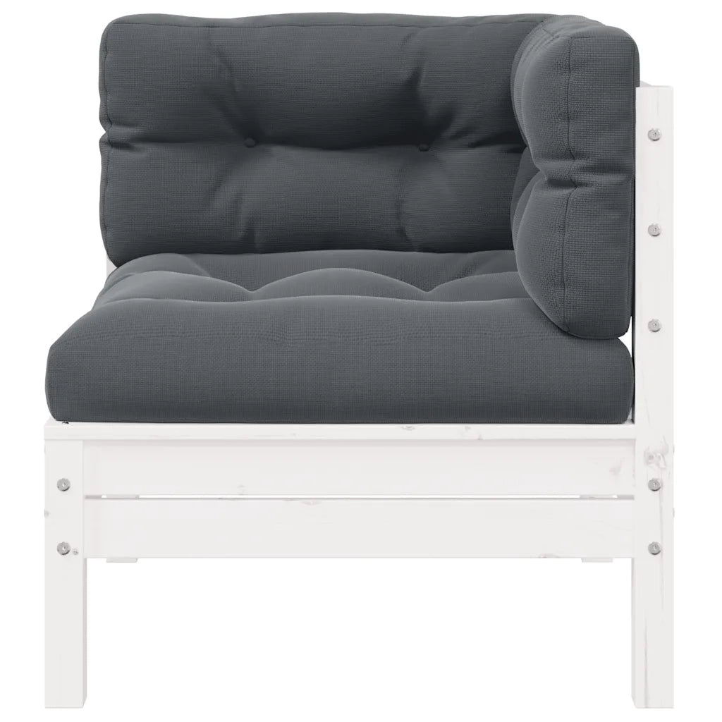 Divano da Giardino a 2 Posti con Cuscini-Sofa da Giardino-Divano da esterno Bianco Legno di Pino 924187
