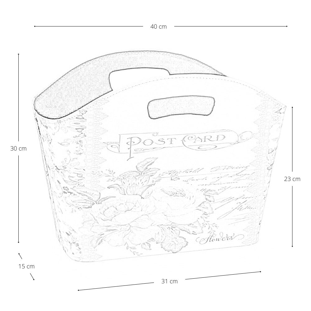 Borsetta Contenitore Flowers con manici fantasia floreale cm 40 x 15 x h 30