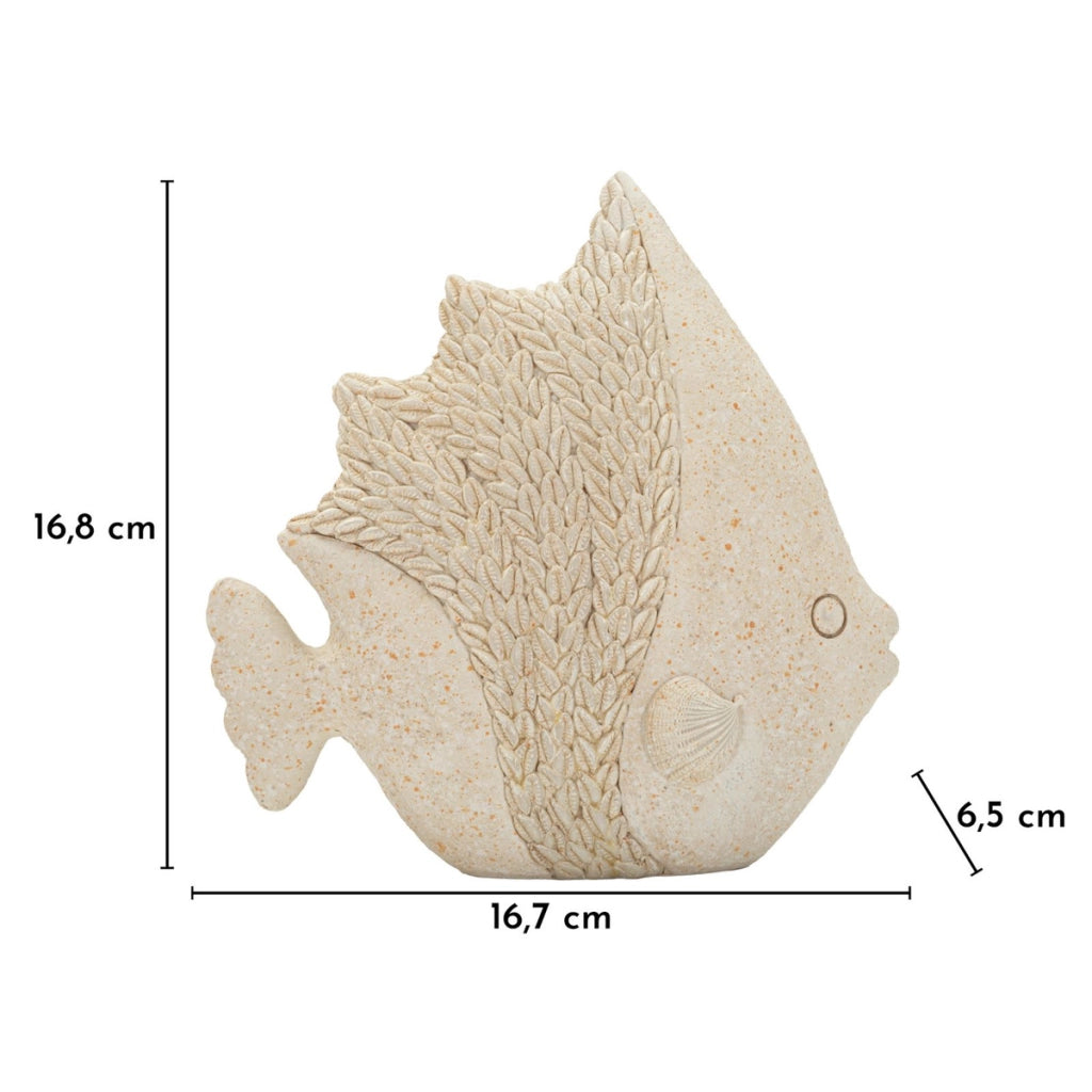 Scultura Pesce 1, Beige, Poliresina, 16,7x6,5x16,8 cm