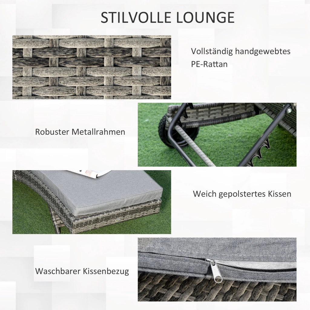 Lettino da giardino in polyrattan con cuscini regolabile ¨C Minimal ¨C Grigio 207x70x70 cm