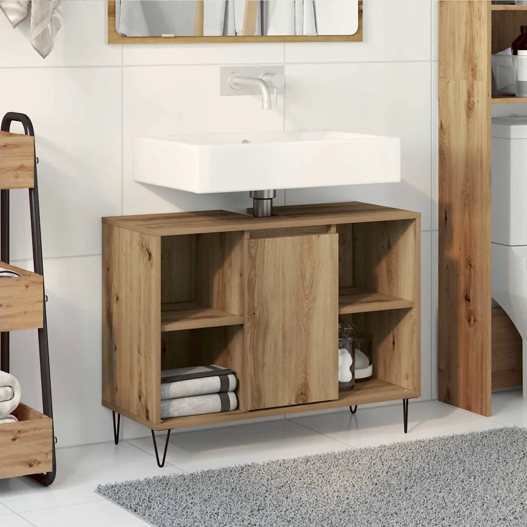 Mobile da Bagno con porta Rovere artigianale 80 x 33 x 60 cm 873893