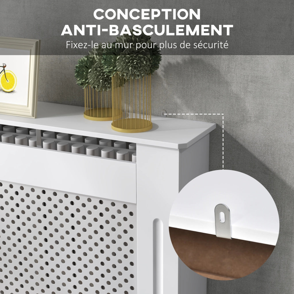 Coperchio per termosifone ¨C zephmum ¨C legno bianco 78x19x82 cm