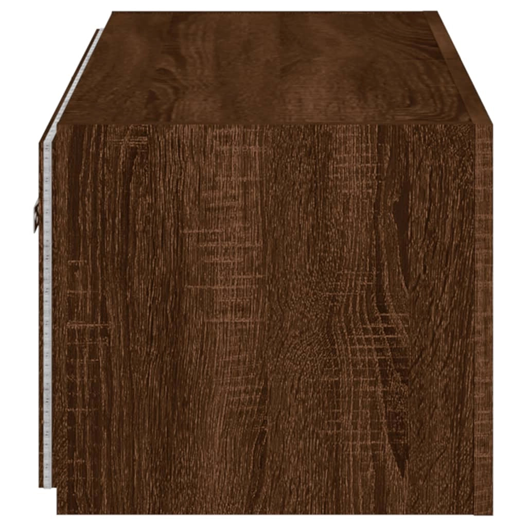 Mobile TV multimediale scaffale TV credenza mobile TV sala da pranzo soggiorno camera da letto montaggio a parete con luci LED rovere 80 x 35 x 31 cm marrone 02_0027963