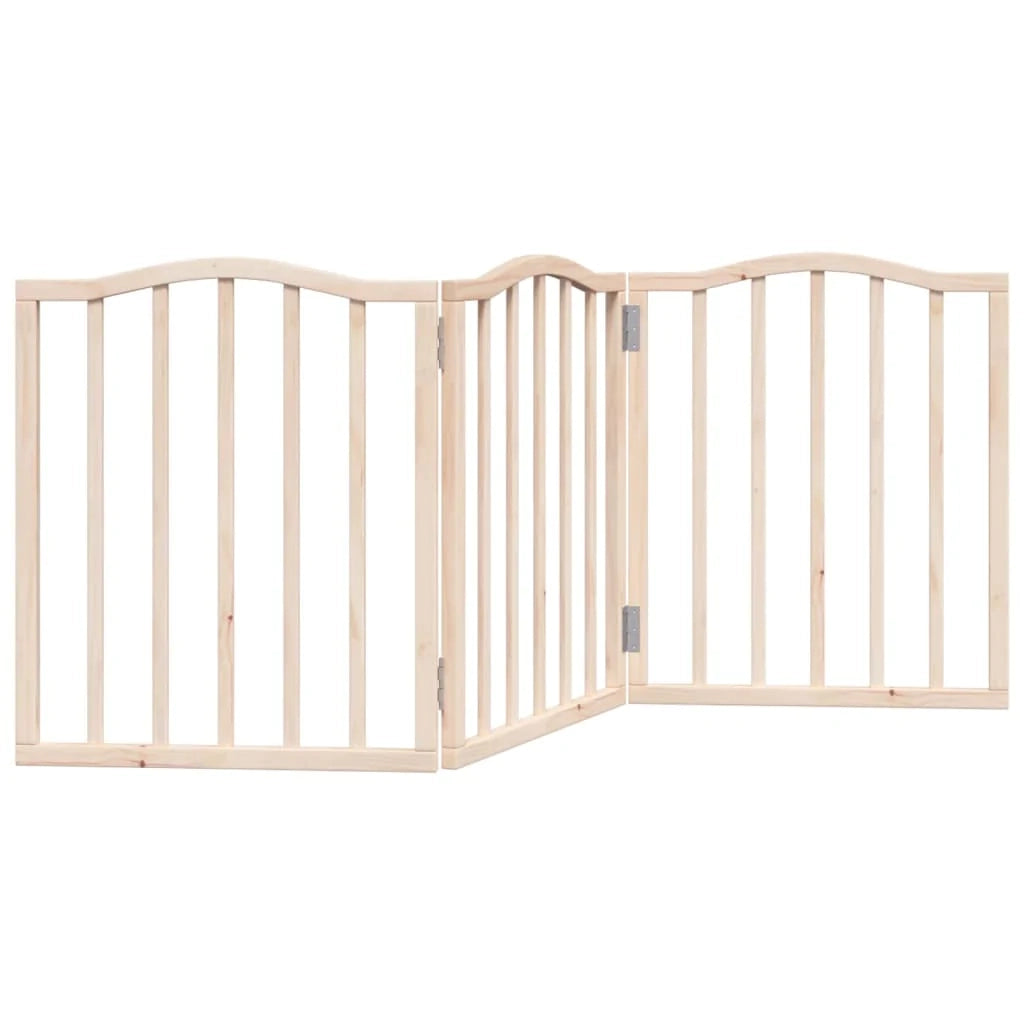 Cancelletto di sicurezza pieghevole per cani a 3 pannelli 150 cm legno di pioppo marrone 02_0023076